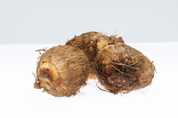 白バックにサトイモ