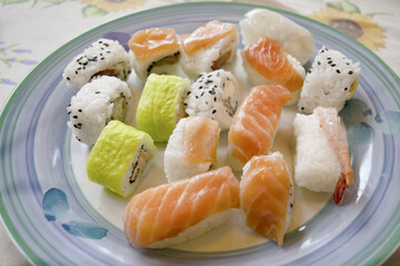 variety of japanese sushi
