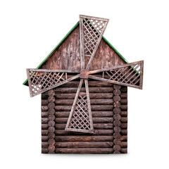 wooden mill isolated on white background with shadow © VeKoAn