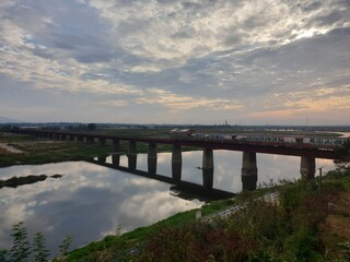 Fototapeta na wymiar wanju south korea, sky, bridge, lighthous, cloud