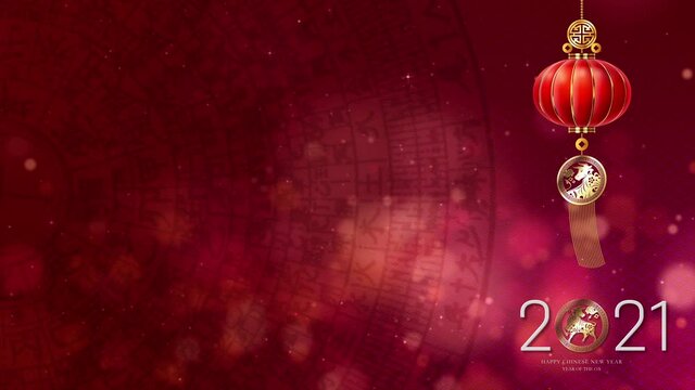 Chinese New Year, year of the Ox 2021, also known as the Spring Festival with the Chinese calligraphy gong xi fa cai or gong hay fat choy, means may you attain greater wealth