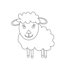 Black and White Cartoon Illustration of Funny Sheep Farm Animal Comic Character Coloring Book Page