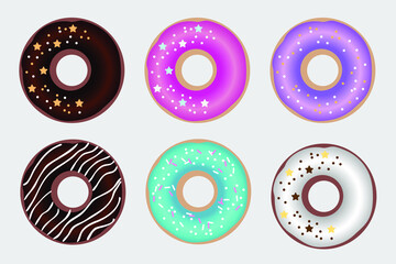 Colorful doughnuts. Sweedosti.Dessert. Element for packaging design, menu and other.
