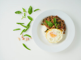 Pork Basil Fried Rice with Fried Egg