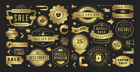 Sale banners special offers templates and discount stickers design elements set vector illustration