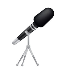 Microphone. Recorder or dictaphone for reporters. Record for multimedia. Professional media music studio equipment. Metal sound mic vector icon