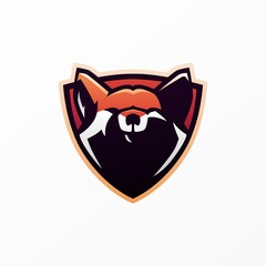 Obraz premium fox shield e sport logo vector icon illustration