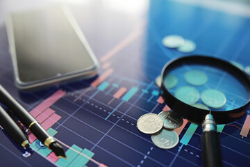 Coins with the inscription "ruble." Volatility of the national currency. Russian money. Exchange rates. Way out of the crisis.