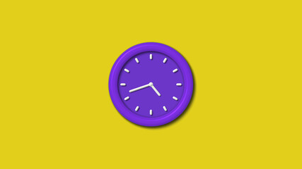 Counting down purple color 12 hours 3d wall cock isolated,clock isolated
