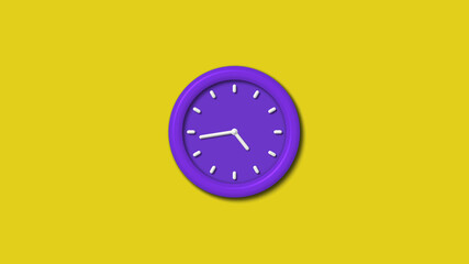 Counting down purple color 12 hours 3d wall cock isolated,clock isolated