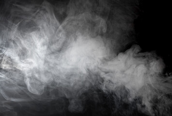 Gray smoke on black background