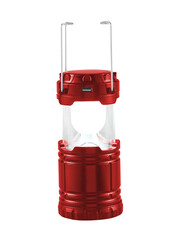 Red camping lantern on white background