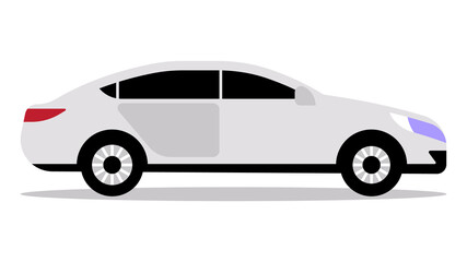 White car. Vehicle in modern flat style. Vector sedan on white background.