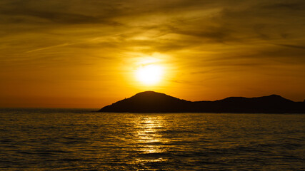 Sunset over sea, Calblanque beach, Spain