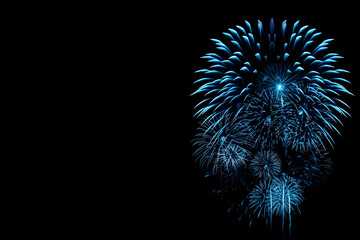 Blue Fireworks on Black background