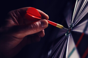Darts. The dart for playing in the game board is stuck. Hit sector in darts. The concept of a...