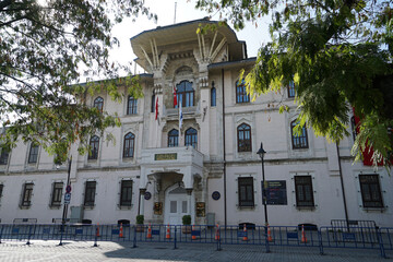 Exterior architecture and front facade design of 'Marmara University Cumhuriyet Museum and Art...