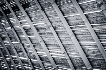 Natural roof detail of weave bamboo texture in black and white color