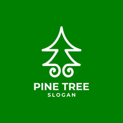 Green pine trees logo icon template vector