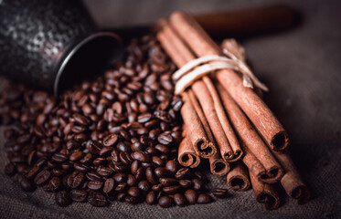 Obraz na płótnie Canvas cinnamon sticks and beans