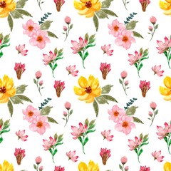 Gorgeous Yellow and red floral seamless pattern