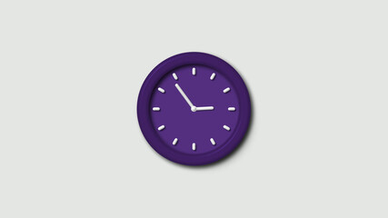 Purple dark 3d wall clock isolated