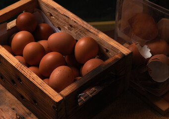 Egg and the eggshell in difference container