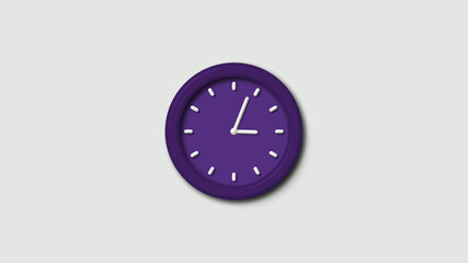 Purple dark 3d wall clock isolated