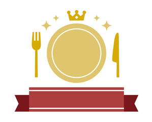 Gourmet ranking material for silverware, crowns and ribbons with simple silhouettes