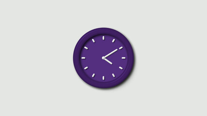 Purple dark 3d wall clock isolated