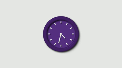 Purple dark 3d wall clock isolated