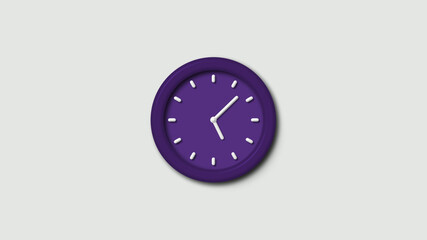 Purple dark 3d wall clock isolated