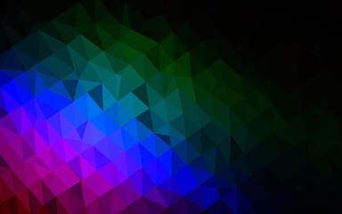 Dark Multicolor, Rainbow vector shining triangular background.