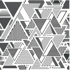 Seamless pattern with lines.Triangles
 unusual poster Design .Black Vector stripes .Geometric shape. Endless texture