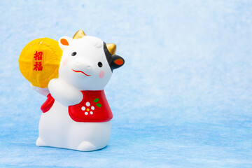 2021年干支の牛（丑、うし）年賀状素材