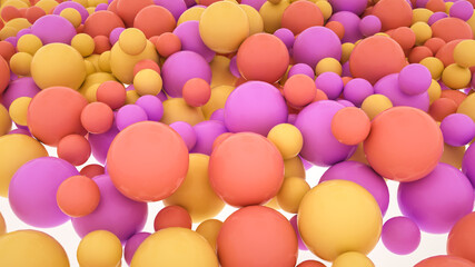 Fototapeta na wymiar multicolored three-dimensional spheres. shallow depth of field. 3d render illustration