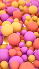 multicolored three-dimensional spheres. shallow depth of field. 3d render illustration