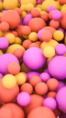 multicolored three-dimensional spheres. shallow depth of field. 3d render illustration
