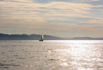 Sail boat in the middle of the Japanese sea