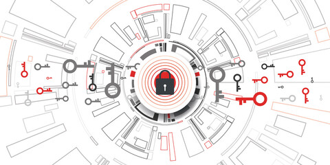 secure lock systems technology background with encrypted keys vector design illustration