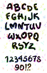 black font on a white background. with bright patterns, leaves, bright nature text. neon patterns.