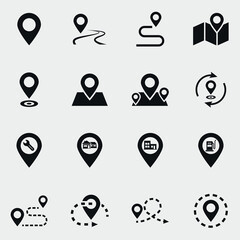 set of icons with map vector design illustration 