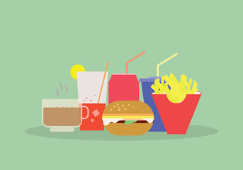 fast food and drinks vector design illustration
