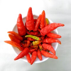 red  hot chili peppers isolated on white background