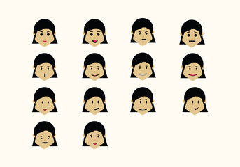 set of lady cartoon  faces vector design illustration