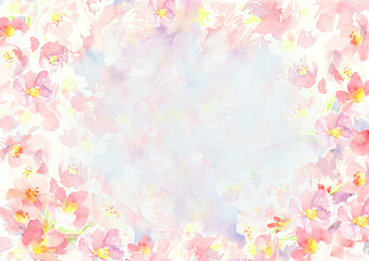 水彩で描いた桜の花の背景イラスト