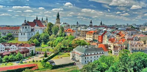 Naklejka na ściany i meble Panorama Starego Miasta w Lublinie