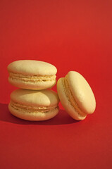 macaroons on a table, red, sweet, dessert, white, cooking, macaroons