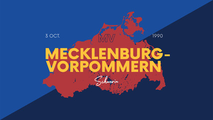 Obraz premium 5 of 16 states of Germany with a name, capital and detailed vector Mecklenburg-Vorpommern map for printing posters, postcards and t-shirts