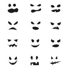 Set of Halloween scary masks. Vector spooky ghost faces.